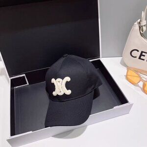 Celine Triomphe Womens Adjustable Baseball Cap Hat in black